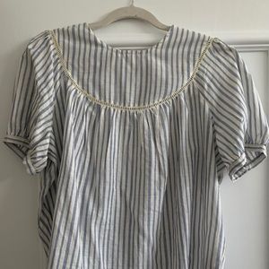 Madewell blue and white striped blouse